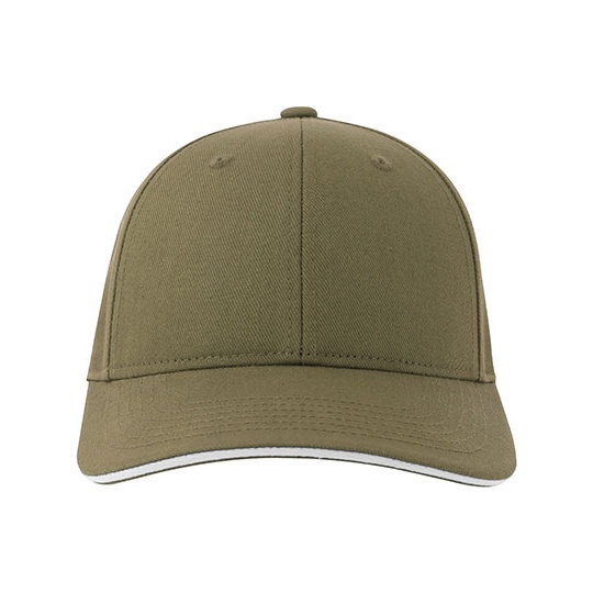 Czapka Klasyczna Bawełniana Twill AT684 - Olive & White