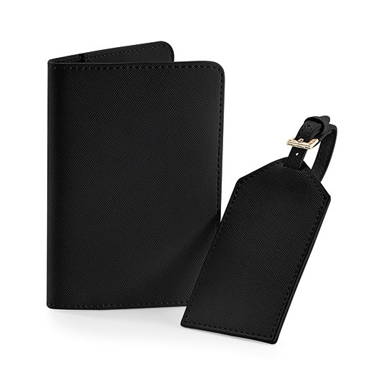 Zestaw Podrozny Dwuczesciowy Saffiano Sztuczna Skora BG755 - Black