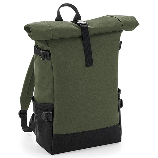 Plecak roll-top Poliester 600D BG858 - Olive Green & Black