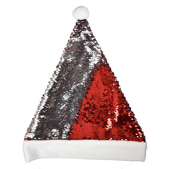 Czapka swiateczna cekinowa C4007 - Red & White