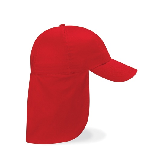 Czapka Dziecieca 6 Panelowa Bawelna Twill z Oslona Karku CB11b - Classic Red