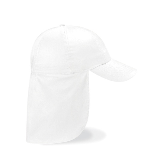 Czapka Dziecieca 6 Panelowa Bawelna Twill z Oslona Karku CB11b - White