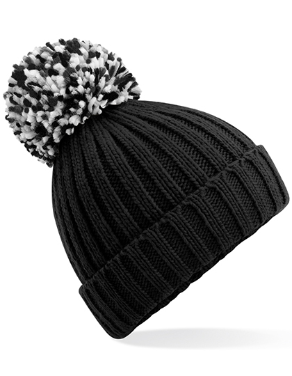 Ciepla czapka z pomponem CB390 - Black