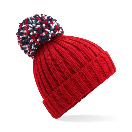 Ciepła czapka z pomponem CB390 - Classic Red
