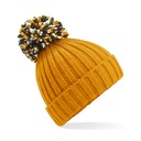 Ciepla czapka z pomponem CB390 - Mustard