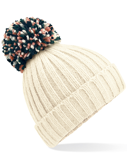 Ciepla czapka z pomponem CB390 - Off White