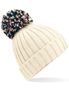 Ciepla czapka z pomponem CB390 - Off White