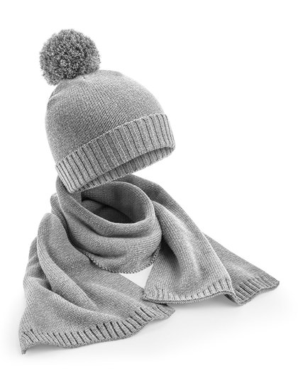 Zestaw Czapka Beanie i Szalik CB401 - Light Grey Fleck
