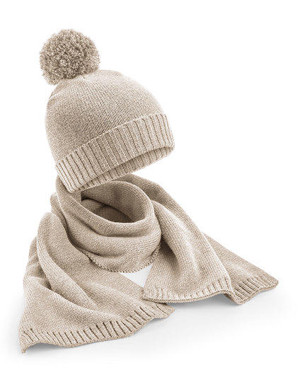 Zestaw Czapka Beanie i Szalik CB401 - Oatmeal Fleck