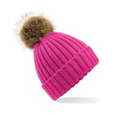 Czapka Unisex Dzianinowa z Pomponem CB412 - Fuchsia