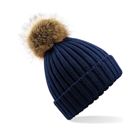 Czapka Unisex Dzianinowa z Pomponem CB412 - Navy