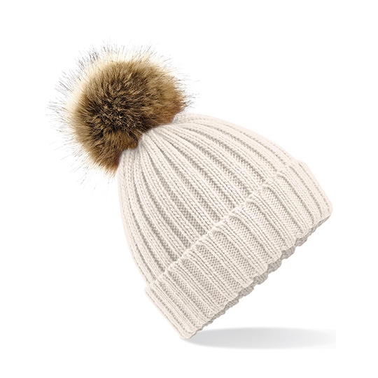 Czapka Unisex Dzianinowa z Pomponem CB412 - Oatmeal