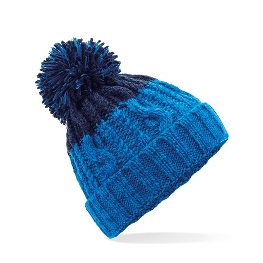 Czapka Dzianinowa Dwukolorowa z Pomponem CB437 - Azure Blue & Oxford Navy