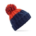 Czapka Dzianinowa Dwukolorowa z Pomponem CB437 - Oxford Navy & Fire Red