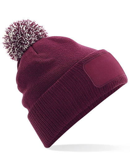 Czapka z Pomponem Dwuwarstwowa Akrylowa CB443 - Burgundy & Off White