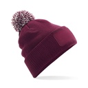 Czapka z Pomponem Dwuwarstwowa Akrylowa CB443 - Burgundy & Off White