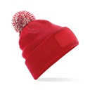 Czapka z Pomponem Dwuwarstwowa Akrylowa CB443 - Classic Red & Off White