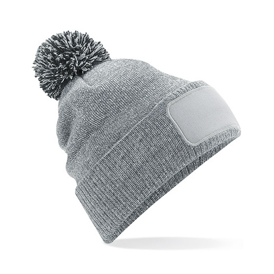 Czapka z Pomponem Dwuwarstwowa Akrylowa CB443 - Heather Grey & Black