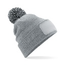 Czapka z Pomponem Dwuwarstwowa Akrylowa CB443 - Heather Grey & Black