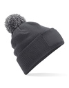 Czapka z Pomponem Dwuwarstwowa Akrylowa CB443 - Graphite Grey & Light Grey