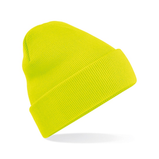 Czapka dzianinowa z wywinięciem CB45 - Fluorescent Yellow