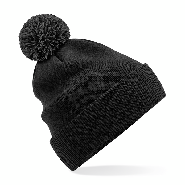 Czapka Dwuwarstwowa Akrylowa z Pomponem CB450 - Black & Graphite Grey