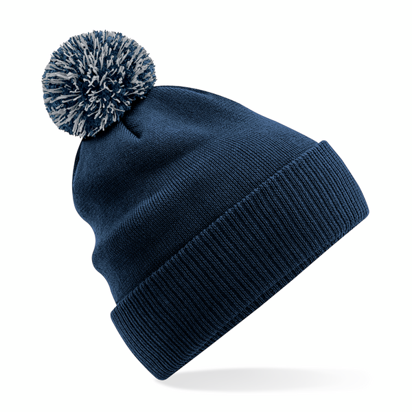 Czapka Dwuwarstwowa Akrylowa z Pomponem CB450 - French Navy & Light Grey