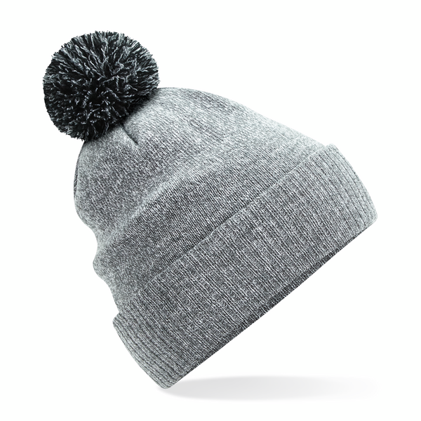 Czapka Dwuwarstwowa Akrylowa z Pomponem CB450 - Heather Grey & Black