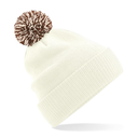 Czapka Dwuwarstwowa Akrylowa z Pomponem CB450 - Off White & Mocha