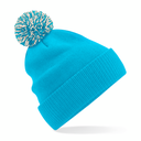 Czapka Dwuwarstwowa Akrylowa z Pomponem CB450 - Surf Blue & Off White