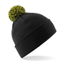 Czapka Dwuwarstwowa Akrylowa z Pomponem CB450 - Black & Lime Green