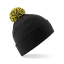 Czapka Dwuwarstwowa Akrylowa z Pomponem CB450 - Black & Yellow