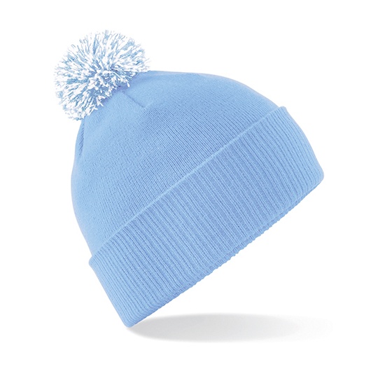 Czapka Dwuwarstwowa Akrylowa z Pomponem CB450 - Sky Blue & White