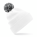 Czapka Dwuwarstwowa Akrylowa z Pomponem CB450 - White & Black
