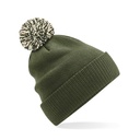 Czapka Dwuwarstwowa Akrylowa z Pomponem CB450 - Olive Green & Oatmeal