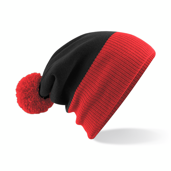 Dwukolorowa czapka z pomponem CB451 - Black & Bright Red