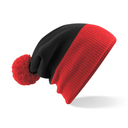 Dwukolorowa czapka z pomponem CB451 - Black & Bright Red
