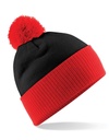 Dwukolorowa czapka z pomponem CB451 - Black & Bright Red
