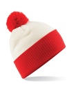 Dwukolorowa czapka z pomponem CB451 - Off White & Bright Red