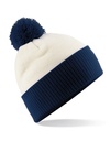 Dwukolorowa czapka z pomponem CB451 - Off White & French Navy