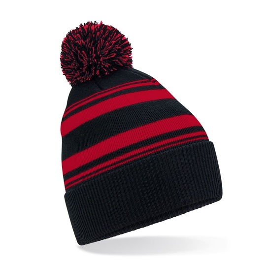 Czapka beanie z pomponem CB473R - Black & Classic Red