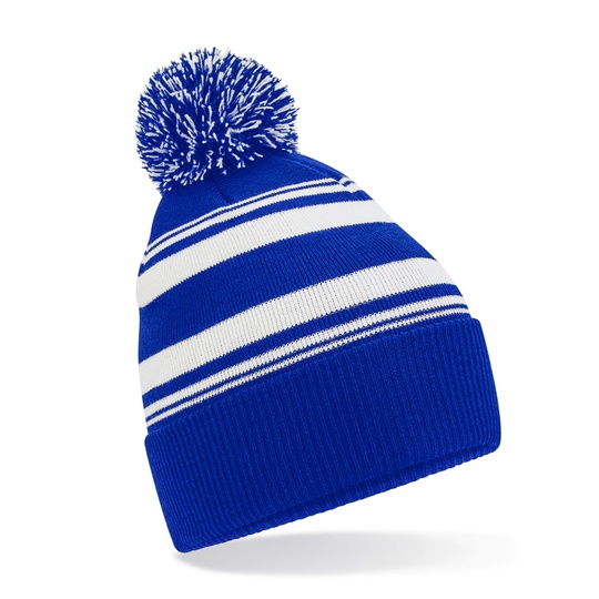 Czapka Beanie Dwuwarstwowa z Pomponem Poliester Recykling CB473R - Bright Royal & White