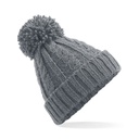 Czapka z pomponem warkoczowy splot akrylowa CB480 - Light Grey