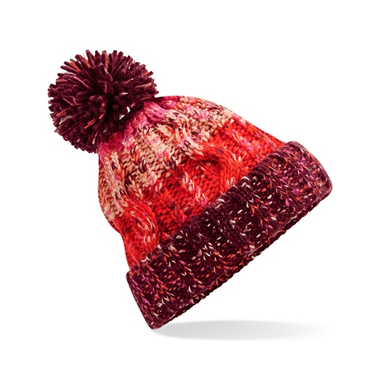 Czapka Dzianinowa z Pomponem Akrylowa Warkoczowa CB486 - Cherry Sherbet