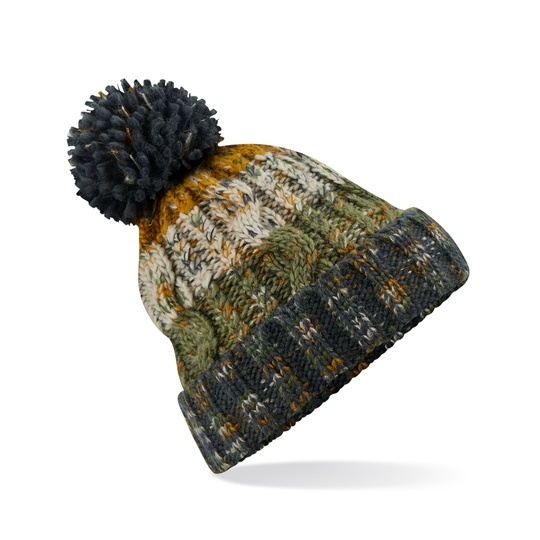 Czapka Dzianinowa z Pomponem Akrylowa Warkoczowa CB486 - Autumn Moss