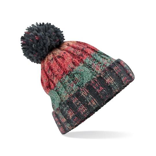 Czapka Dzianinowa z Pomponem Akrylowa Warkoczowa CB486 - Watermelon Breeze