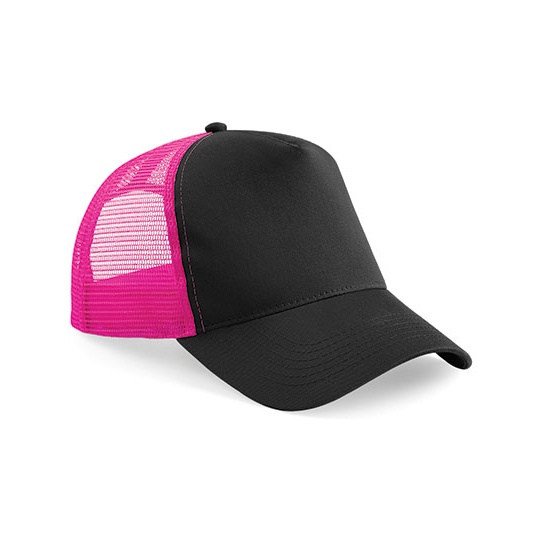 Czapka Trucker Snapback 5-Panelowa z Siatka CB640 - Black & Fuchsia