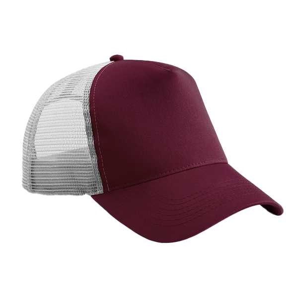Czapka Trucker Snapback 5-Panelowa z Siatką CB640 - Burgundy & Light Grey