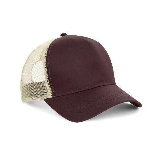 Czapka Trucker Snapback 5-Panelowa z Siatką CB640 - Chocolate & Caramel