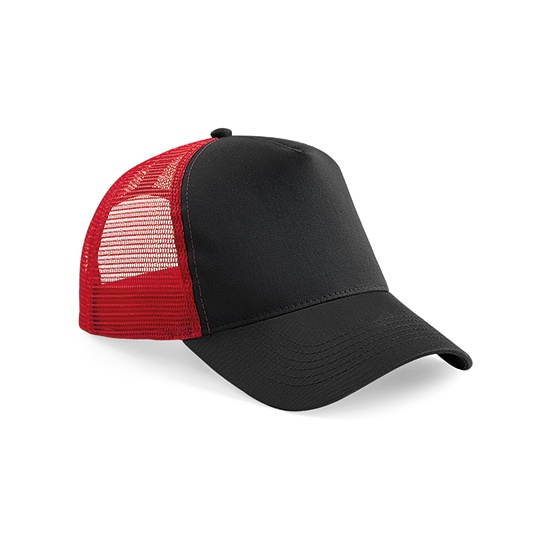 Czapka Trucker Snapback 5-Panelowa z Siatka CB640 - Black & Classic Red